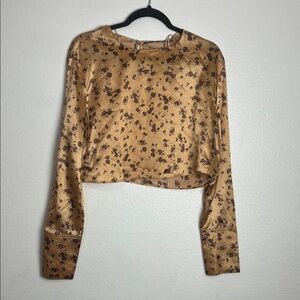 Zara Floral Satin Cropped Blouse